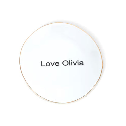 Custom Ceramic Jewelry Dish with Text or Handwriting Photo