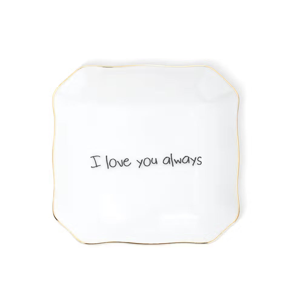 Custom Ceramic Jewelry Dish with Text or Handwriting Photo