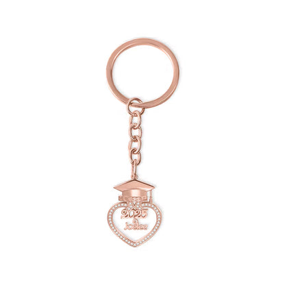 Custom Graduation Cap Keychain with Heart & Name