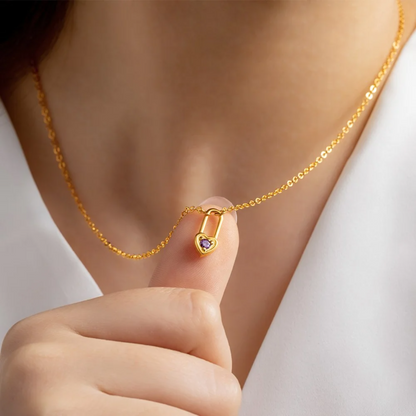 Tiny Heart Birthstone Lock Necklace
