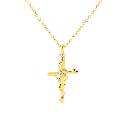 Cross Bee Necklace with Birthstone