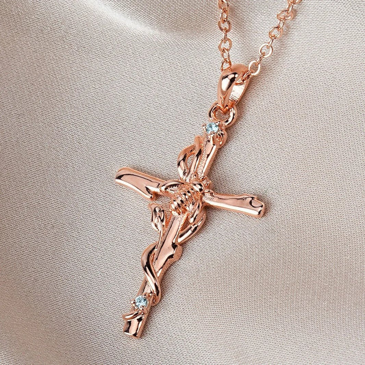 Cross Bee Necklace with Birthstone