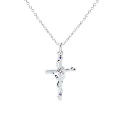 Cross Bee Necklace with Birthstone