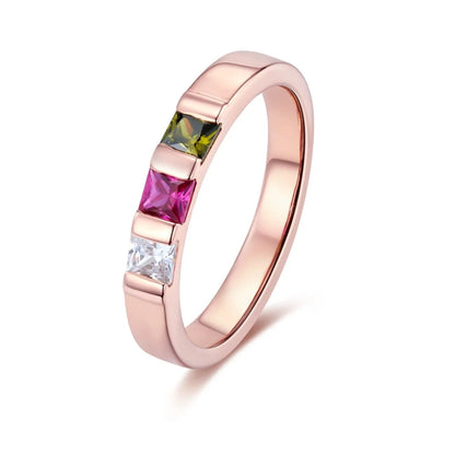 Personalized Square Birthstone Ring
