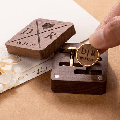 Personalized Wooden Cufflinks with Box