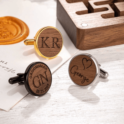 Personalized Wooden Cufflinks with Box