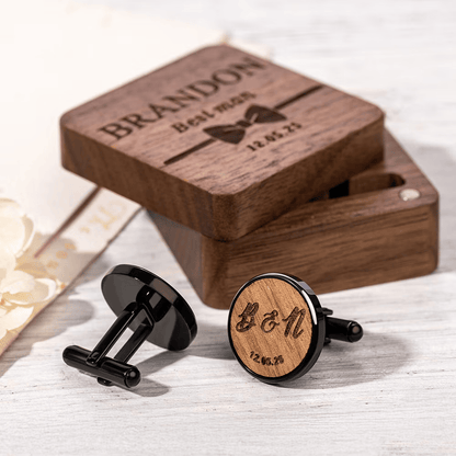 Personalized Wooden Cufflinks with Box