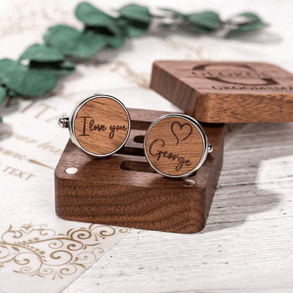 Personalized Wooden Cufflinks with Box