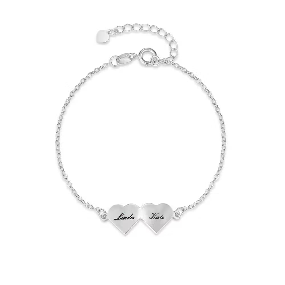 Custom Engraved Heart Bracelet with 1-4 Names