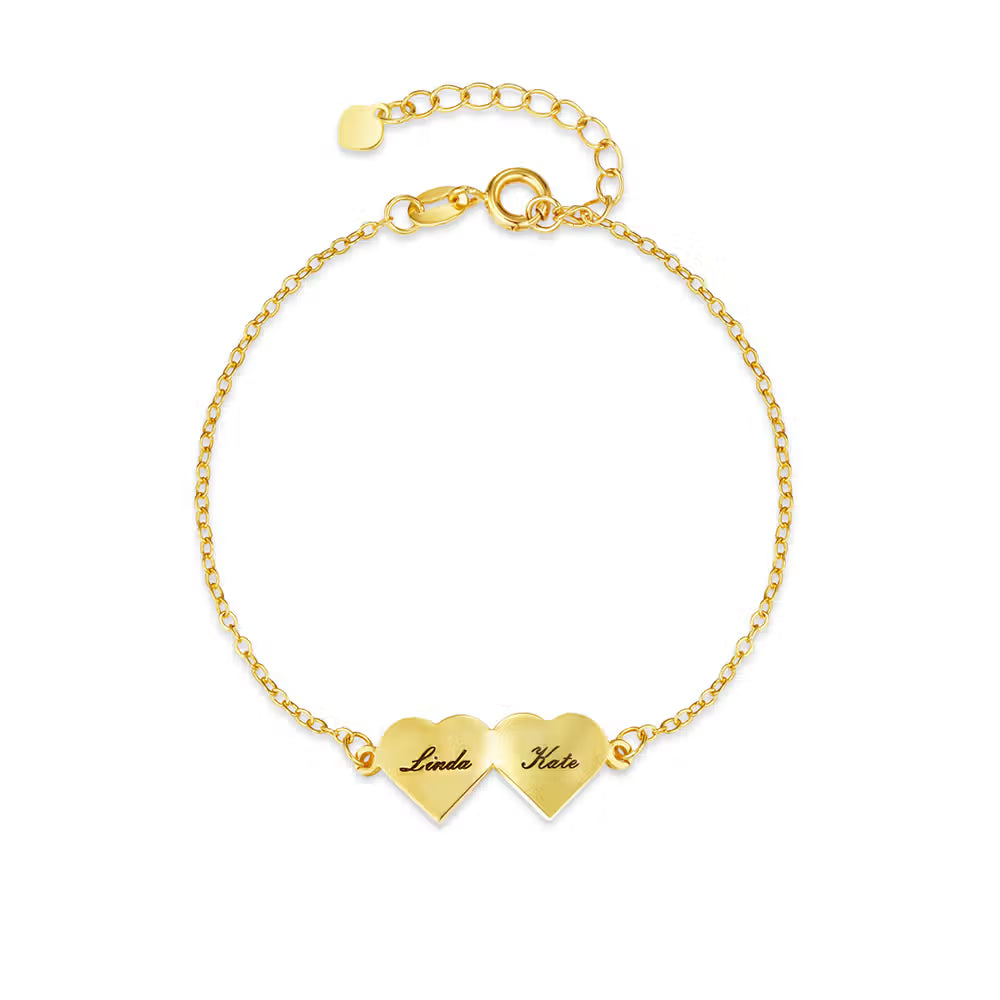 Custom Engraved Heart Bracelet with 1-4 Names