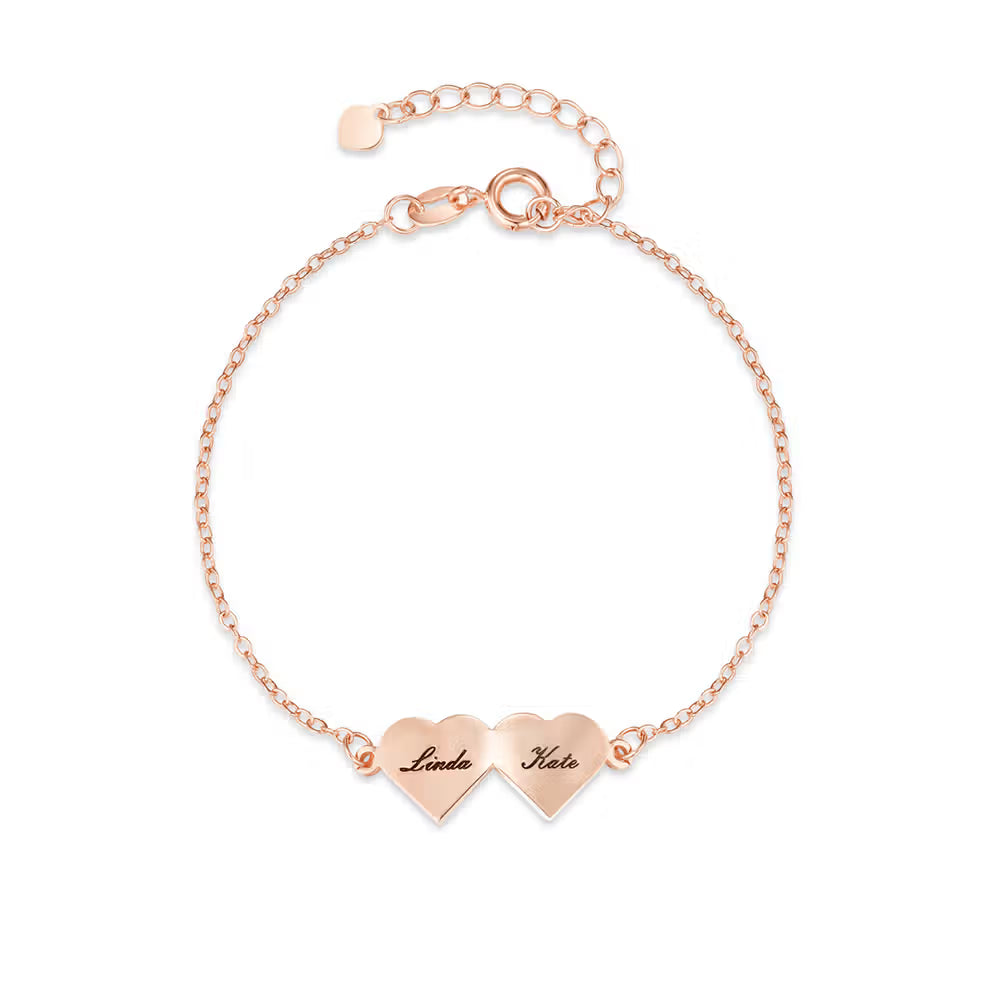 Custom Engraved Heart Bracelet with 1-4 Names