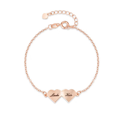 Custom Engraved Heart Bracelet with 1-4 Names