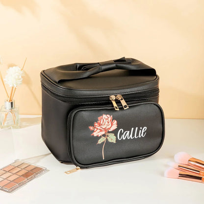 Custom Cosmetic Organizer with Birth Flower