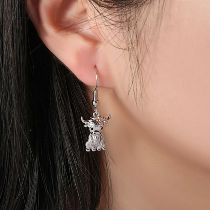 Birthstone Floral Highland Cow Earrings