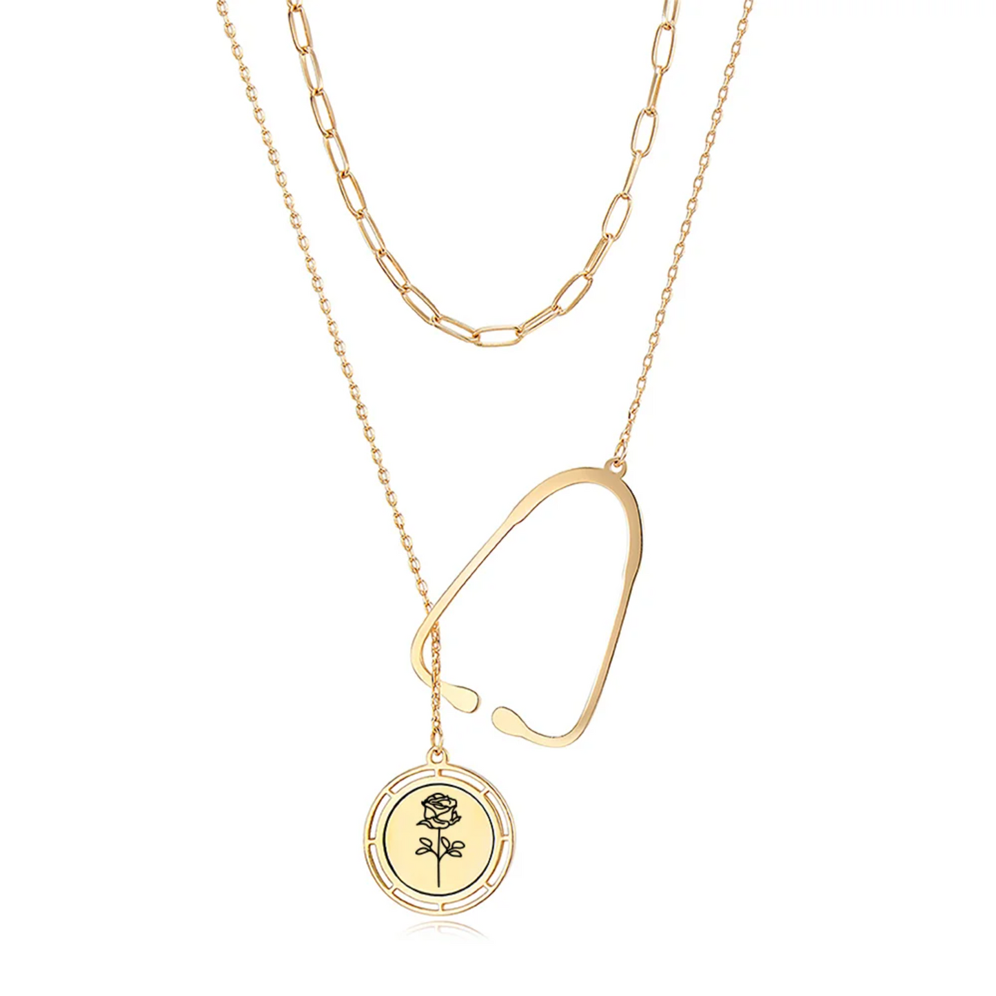 Personalized Birth Flower Stethoscope Necklace