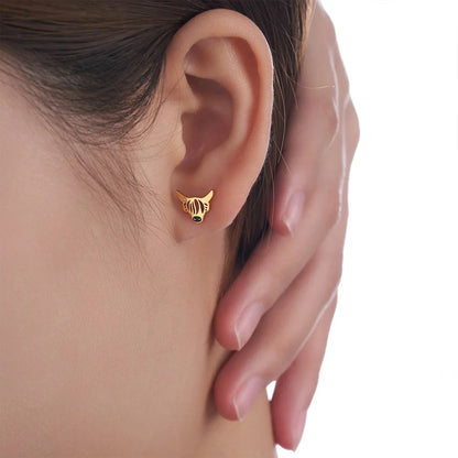 Birthstone Enamel Highland Cow Stud Earrings