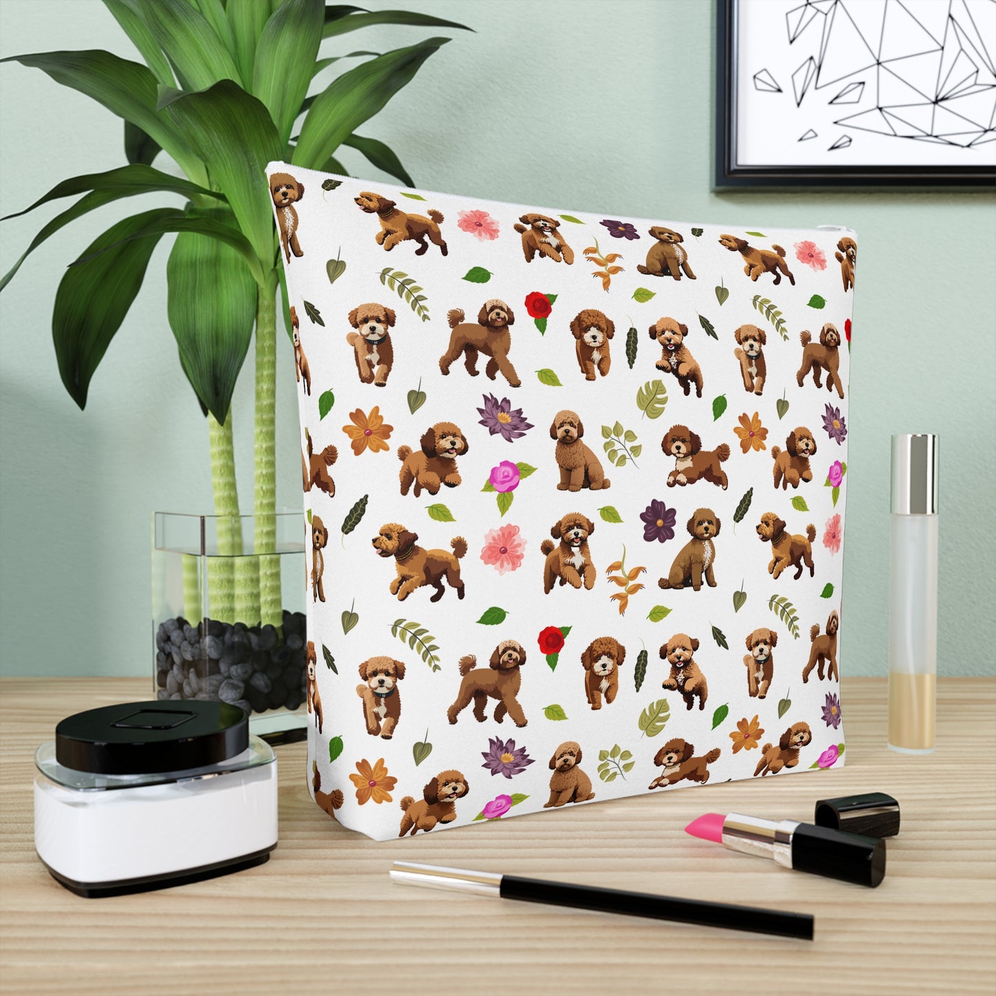 Cavapoo Print Cotton Cosmetic Bag/Makeup Organizer/Travel Pouch