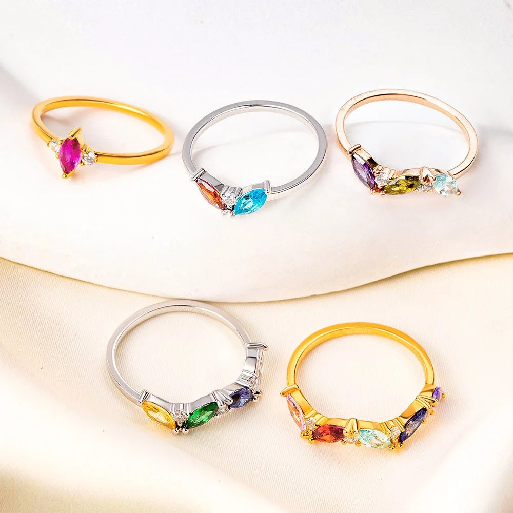 Multiple Marquise Birthstones Ring