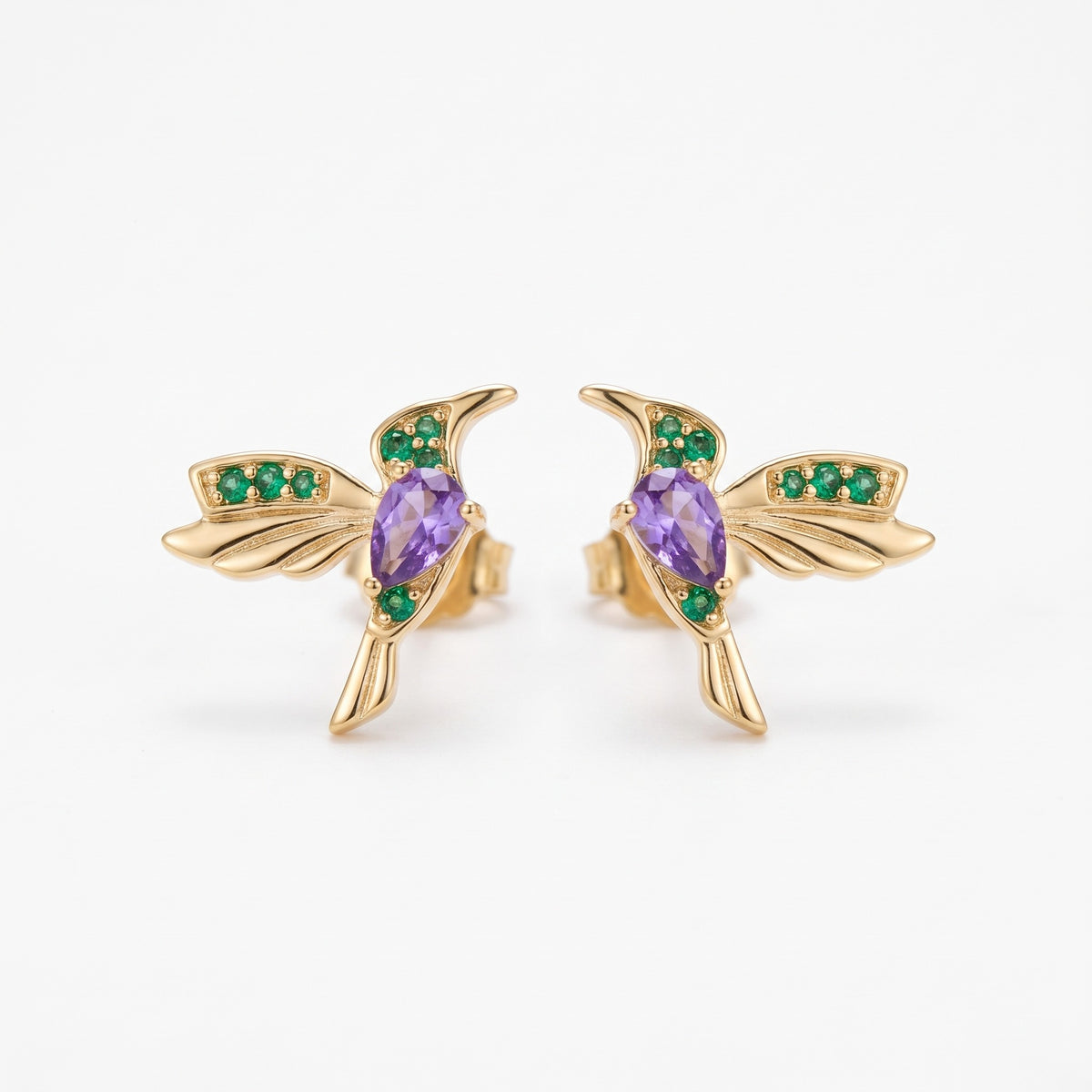 birthstone hummingbird stud earrings