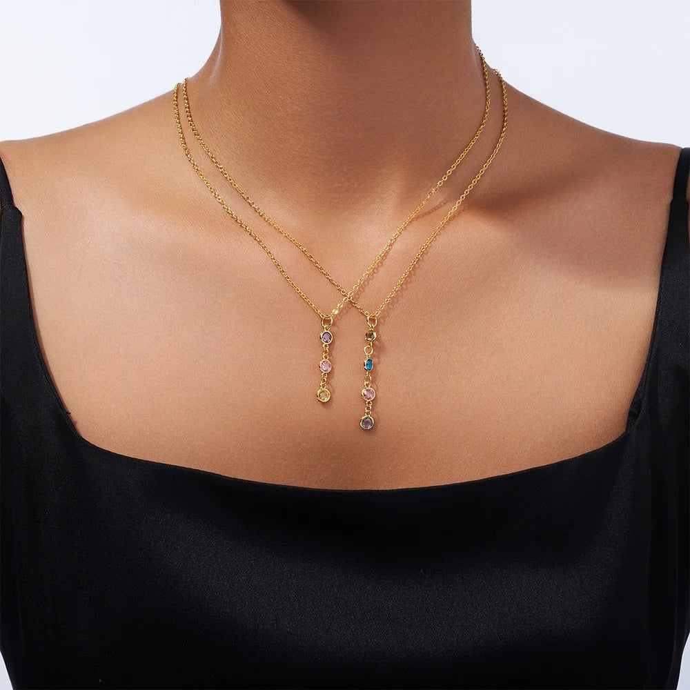 Personalized Birthstone Drop Necklace