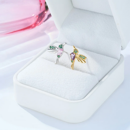 Birthstone Hummingbird Stud Earrings