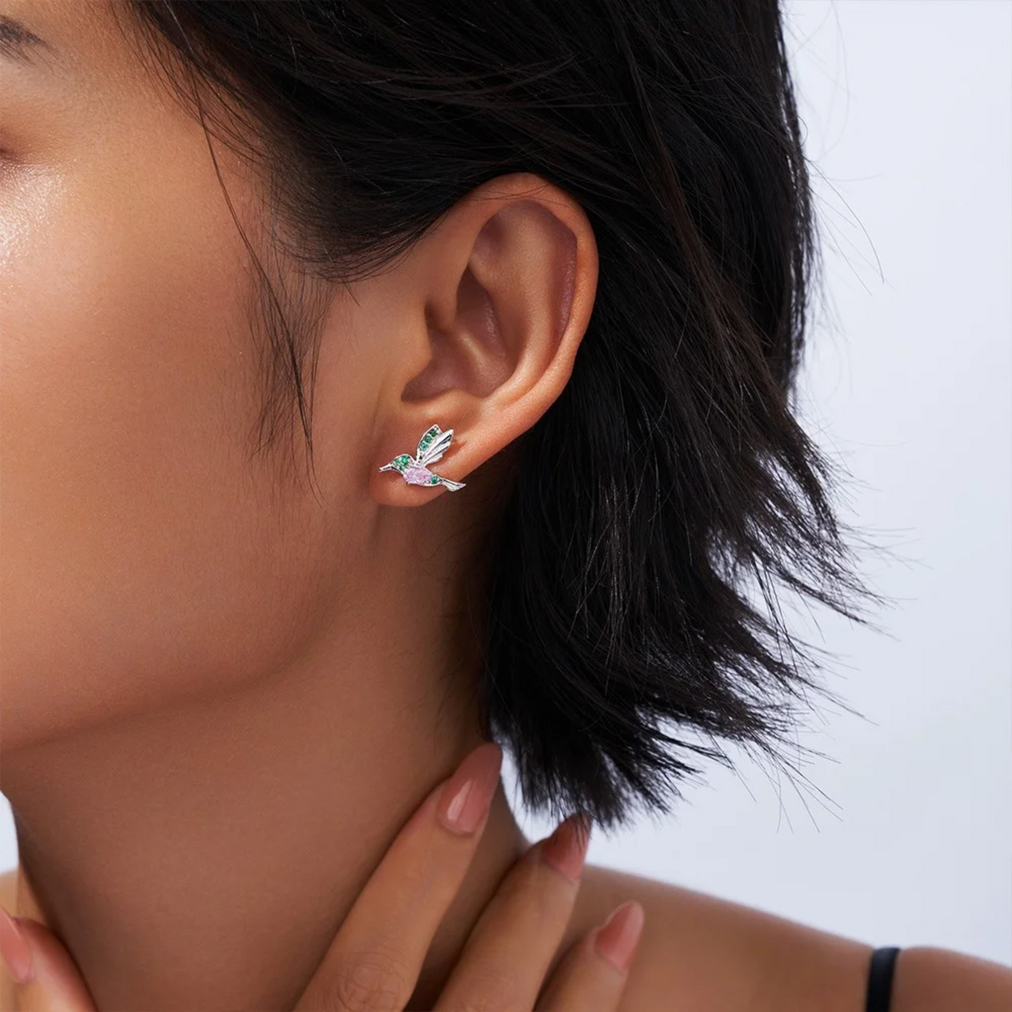 Birthstone Hummingbird Stud Earrings
