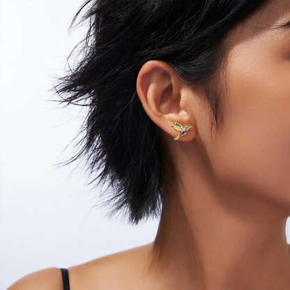 Birthstone Hummingbird Stud Earrings