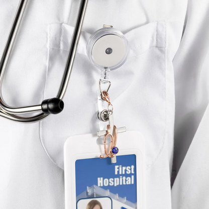 Birthstone Stethoscope Cross Charm for ID Badge Reel