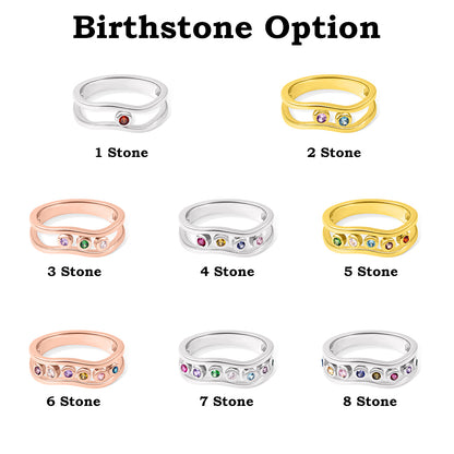 Personalized Contour Stacking Family Birthstones Ring