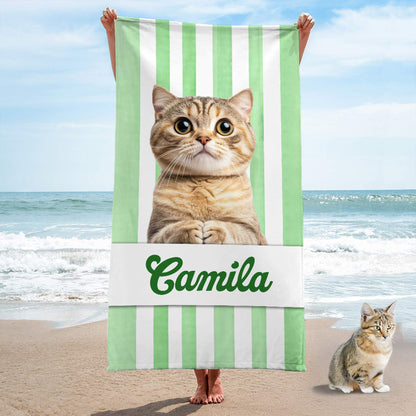 Custom Name Pet Photo Beach Towel
