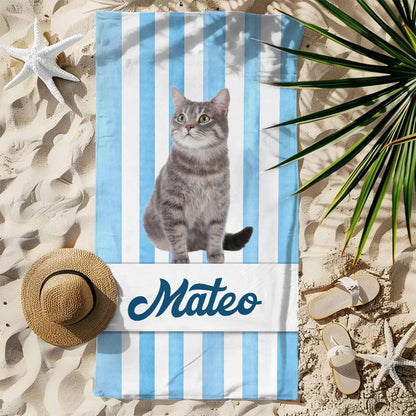 Custom Name Pet Photo Beach Towel