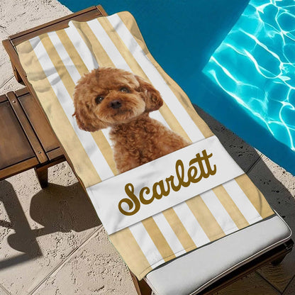 Custom Name Pet Photo Beach Towel