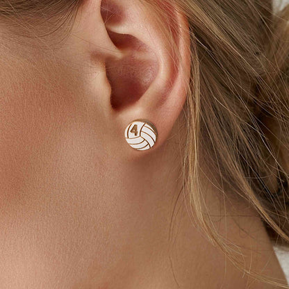 Wooden Number Volleyball Stud Earrings