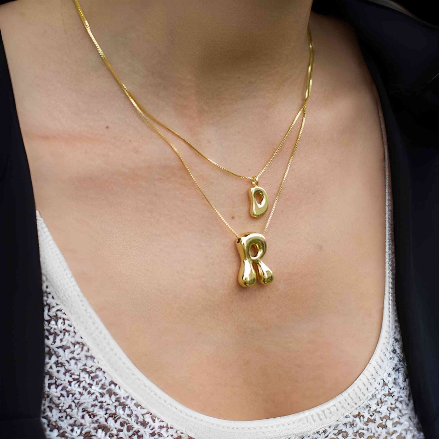 3D Bubble Letter Initial Necklace