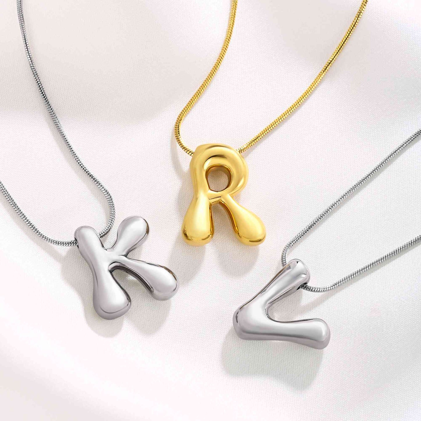 3D Bubble Letter Initial Necklace