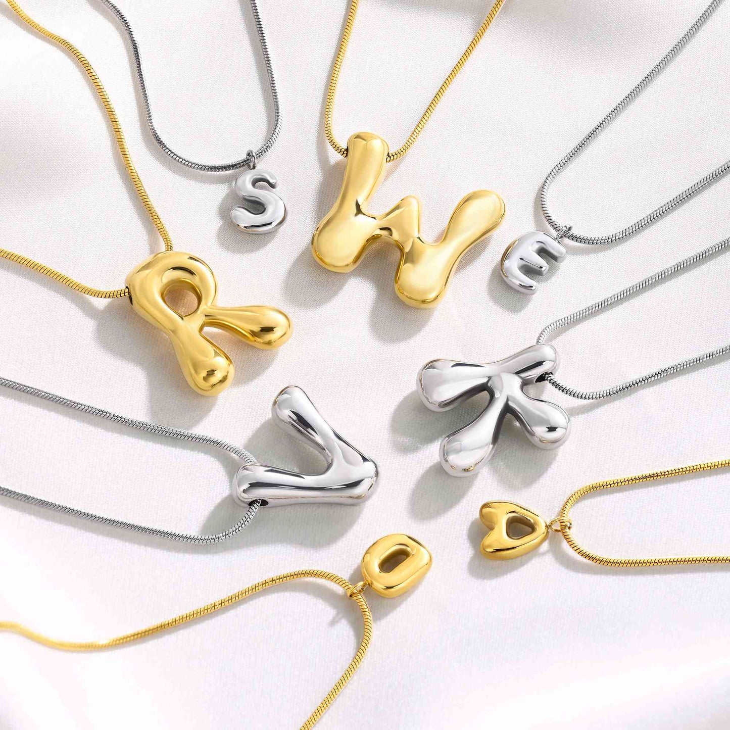 3D Bubble Letter Initial Necklace