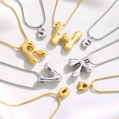 3D Bubble Letter Initial Necklace