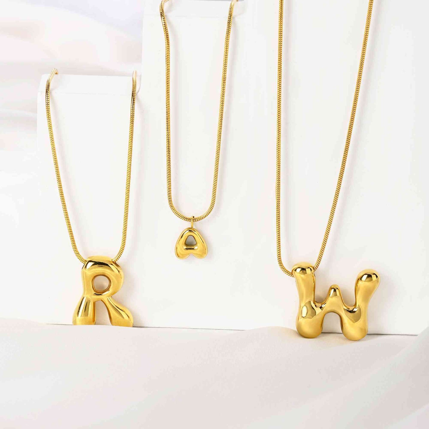 3D Bubble Letter Initial Necklace