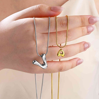 3D Bubble Letter Initial Necklace