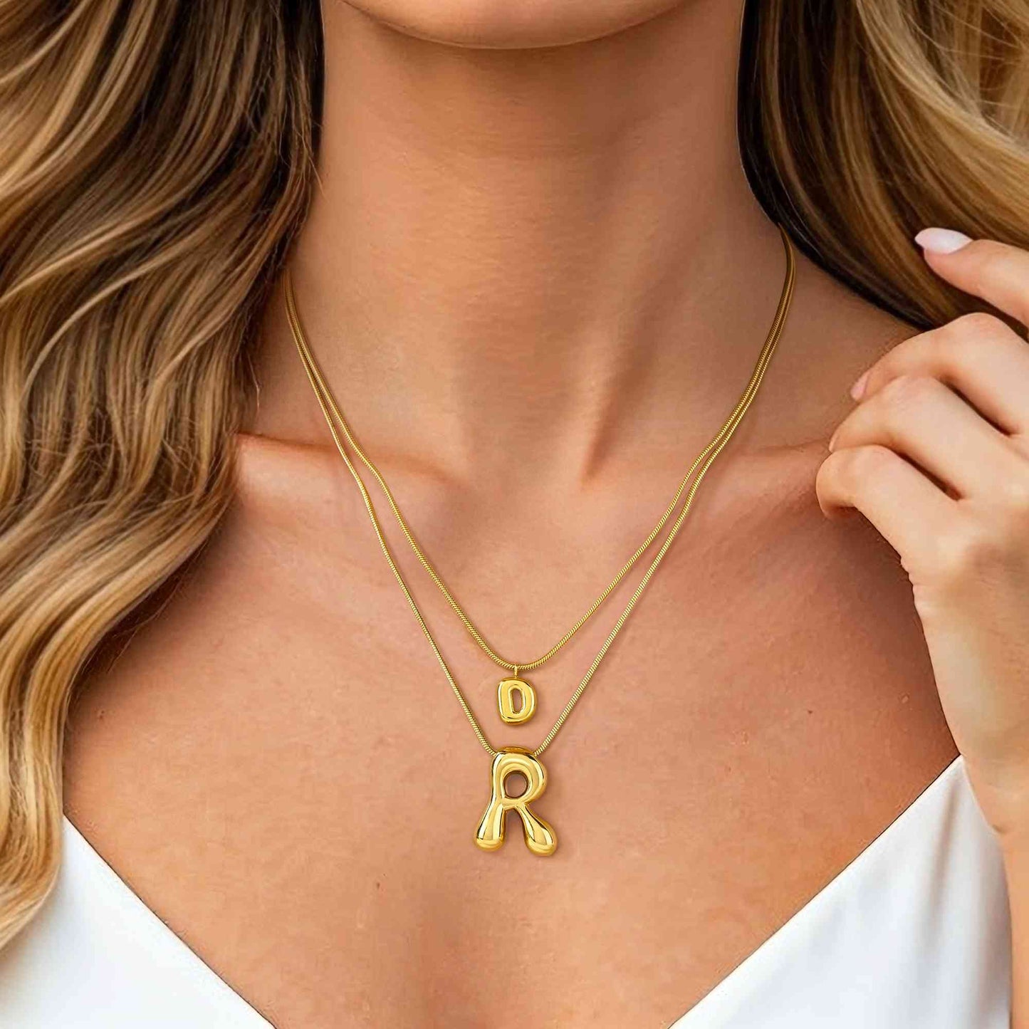 3D Bubble Letter Initial Necklace