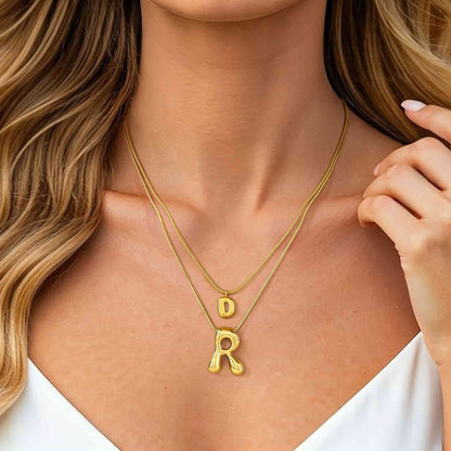 3D Bubble Letter Initial Necklace