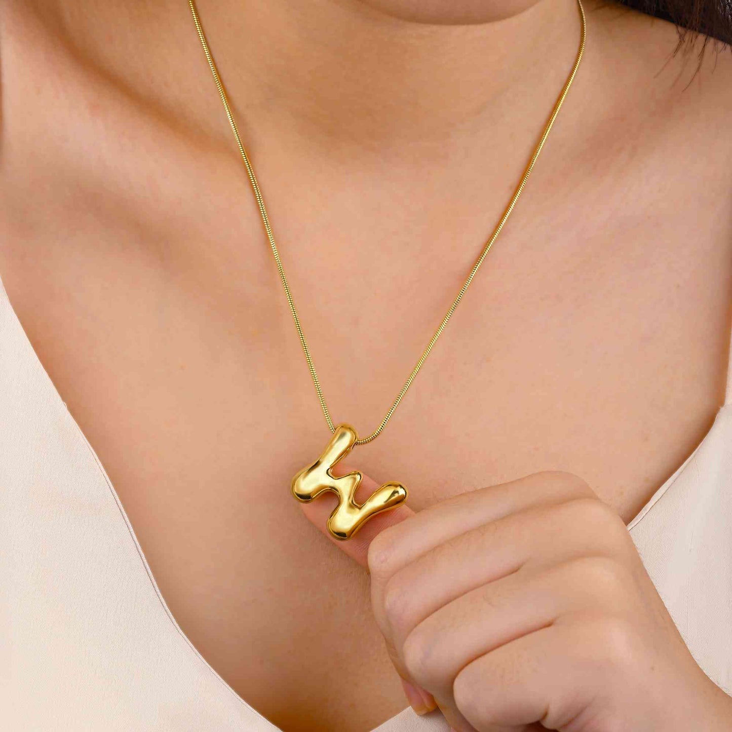 3D Bubble Letter Initial Necklace