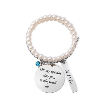 Custom Text Pearl Bouquet Charm