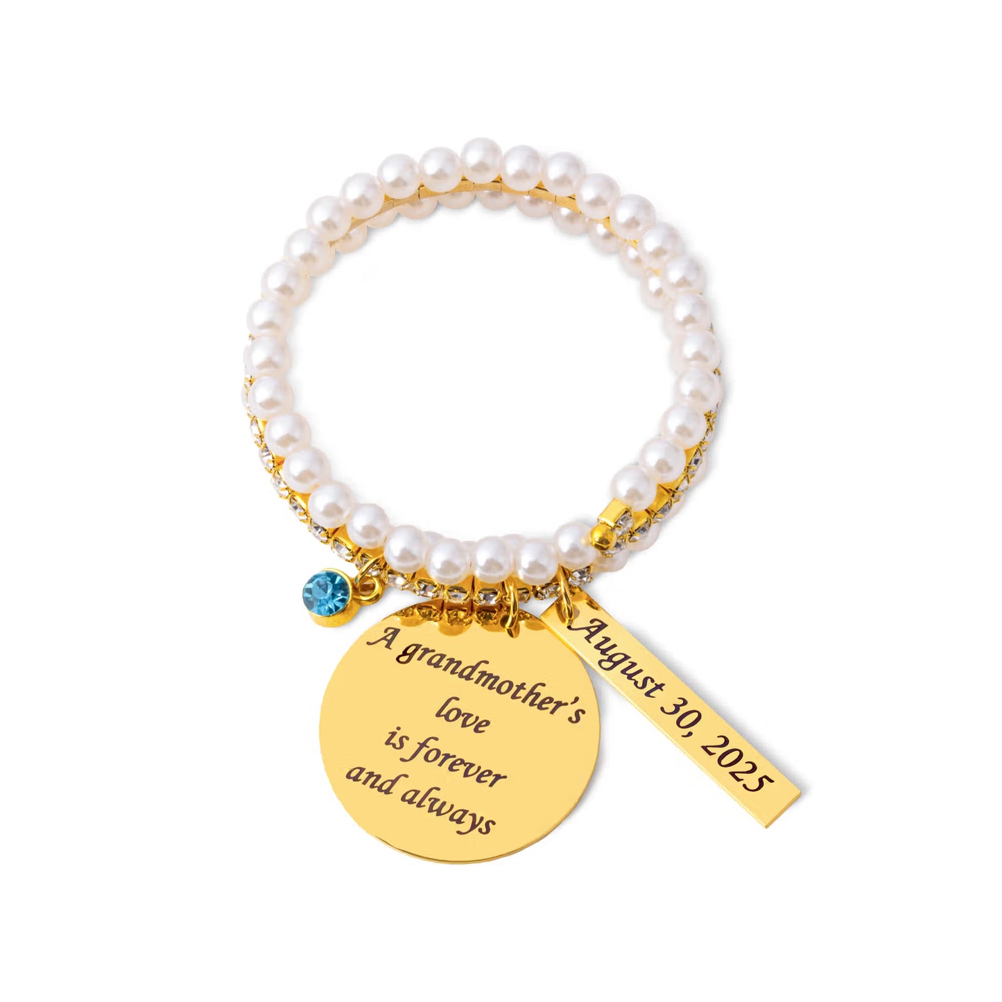 Custom Text Pearl Bouquet Charm