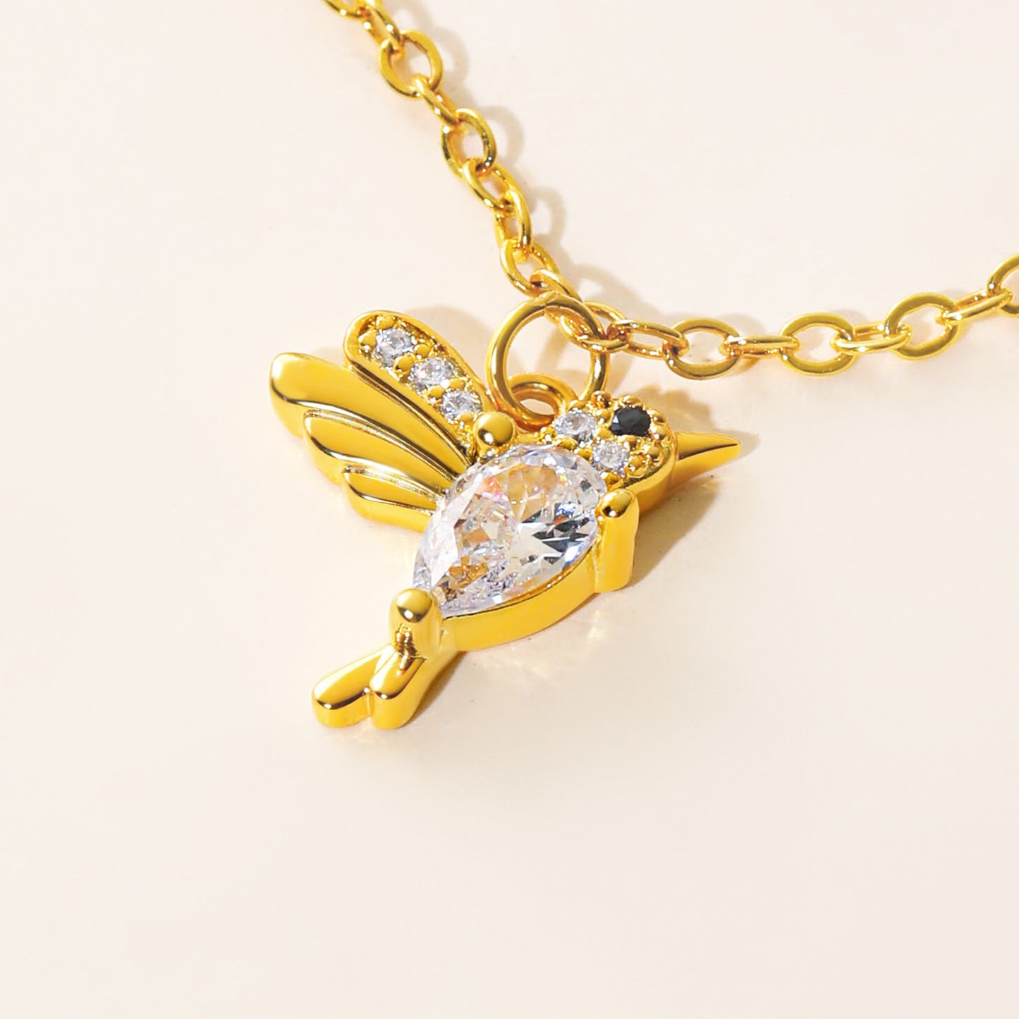 Personalized Hummingbirds Birthstones Necklace
