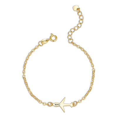 Custom Engraved Airplane Charm Bracelet