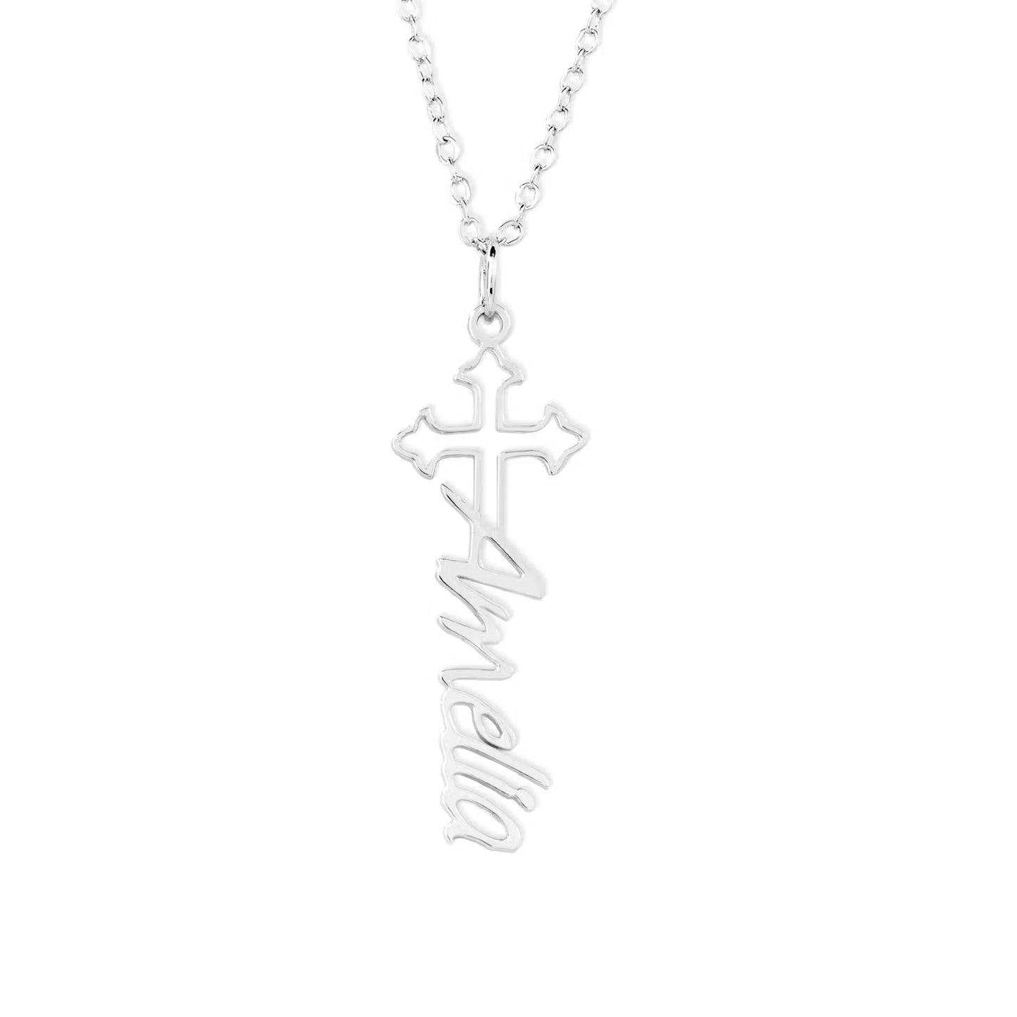Custom Dainty Cross and Name Necklace