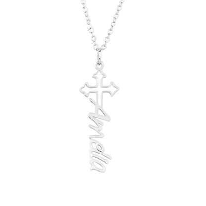 Custom Dainty Cross and Name Necklace