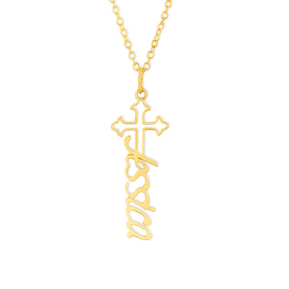 Custom Dainty Cross and Name Necklace