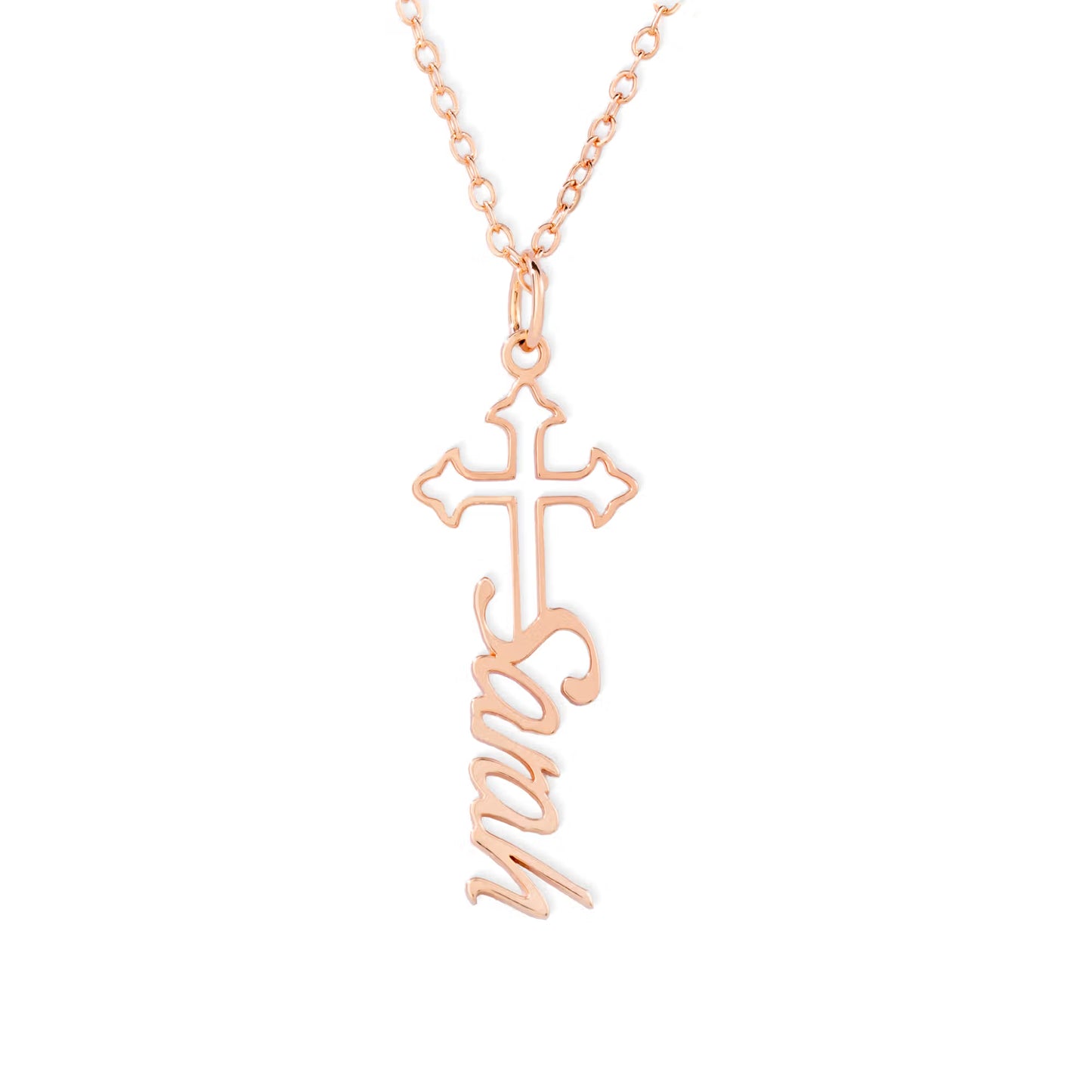 Custom Dainty Cross and Name Necklace